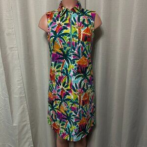 Pappagallo Collared Zip Front Sleeveless Mini Dress Women's Size XS Tropical